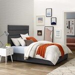 modway MOD-6049-GRY  Genevieve Queen Upholstered Fabric Queen Bed Grey