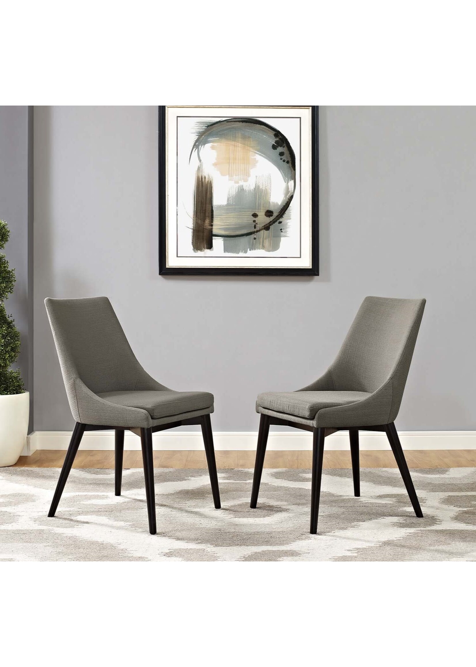 modway EEI-2745-GRA-SE  Viscount Dining Side Chair Fabric Granite