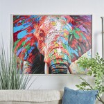 UMA Enterprises 13855  Multi Colored Splatter Canvas Elephant 48x2x36
