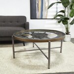 UMA Enterprises 25218  Silver Metal Compass Inspired Coffee Table 43x43x19