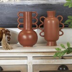 UMA Enterprises 10363  Orange Ceramic Vase w/Wavy Handle