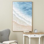 UMA Enterprises 11555  Blue Canvas Landscape Abstract Ocean Wave Framed Wall Art 32x2x47