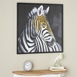 UMA Enterprises 11888  Black Canvas Zebra Framed Wall Art w/Gold Foil Accents 32x1x32