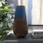 UMA Enterprises 12280 Blue Metal Ombre Vase w/Brown Accents 8x8x16