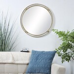 UMA Enterprises 15070  Gold Metal Wall Mirror w/White Wood Beading  26"D