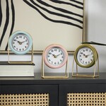 UMA Enterprises 18520  Metal Pastel Tabletop Clock w/Gold Frames 5"Wx7"H