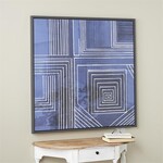 UMA Enterprises 27620   Blue Geometric Framed Wall Art w/White Square Outlines  40"x2"x40"