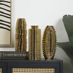 UMA Enterprises 46230  Gold Ceramic Ribbed Vase