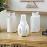 UMA Enterprises 46252  Cream Ceramic Textured Vase 3x8