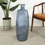 UMA Enterprises 89664  Blue Spanish Recycled Glass Bottleneck Vase 11x11x29