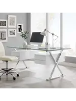 modway EEI-6226-WHI  Sector 71" Glass Top Office Desk   36x71x30