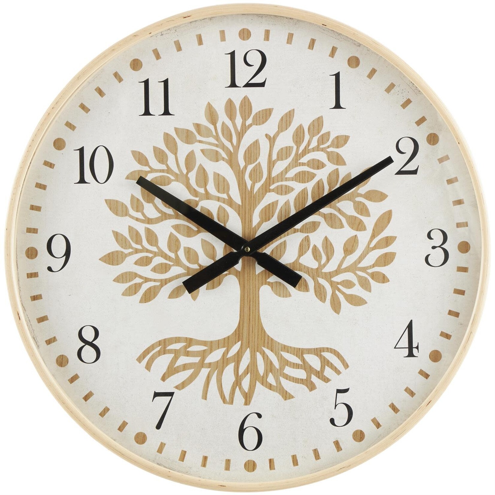 UMA Enterprises 80352  Brown Wood Tree-Of-Life Wall Clock  24x2x24