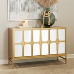 UMA Enterprises 83035  Gold Wood Cabinet w/Mirrored Front  48x16x32