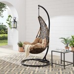 modway Abate Outdoor Patio Swing Chair With Stand Black Mocha SET