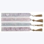 Young Incorporated Wood Mom Long Tabletop Block Sign w/Tassel