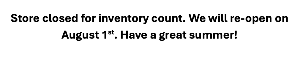 Store closed for inventory count.