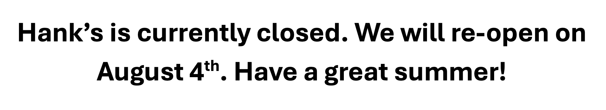 Store closed for inventory count.