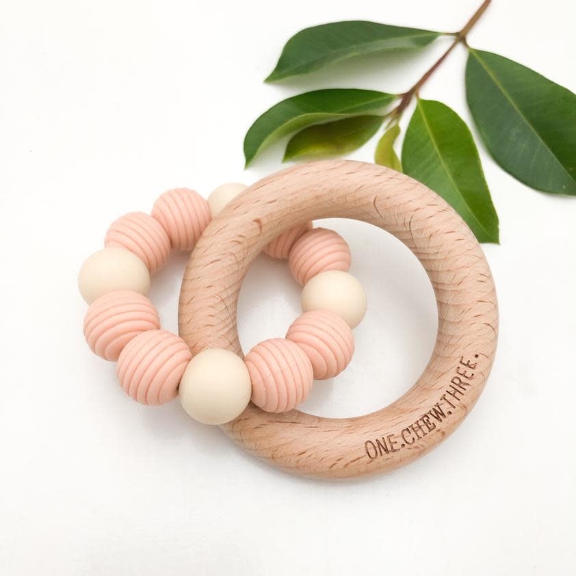 OneChewThree OneChewThree Beehive Silicone and Beech Wood Teether