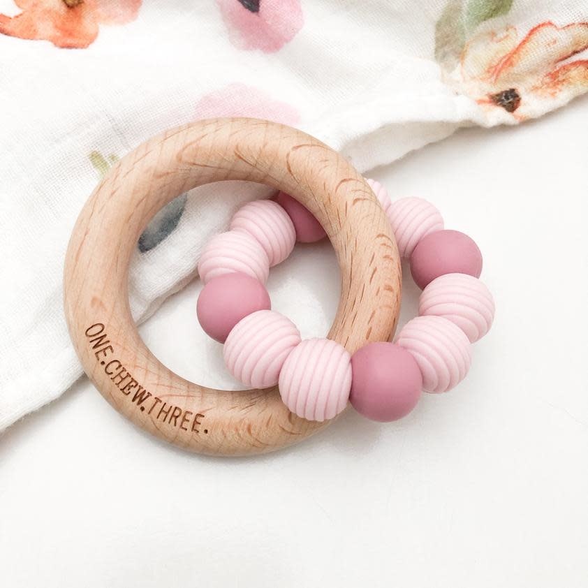 OneChewThree OneChewThree Beehive Silicone and Beech Wood Teether