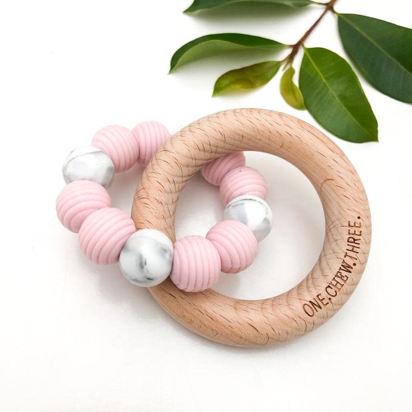 OneChewThree OneChewThree Beehive Silicone and Beech Wood Teether