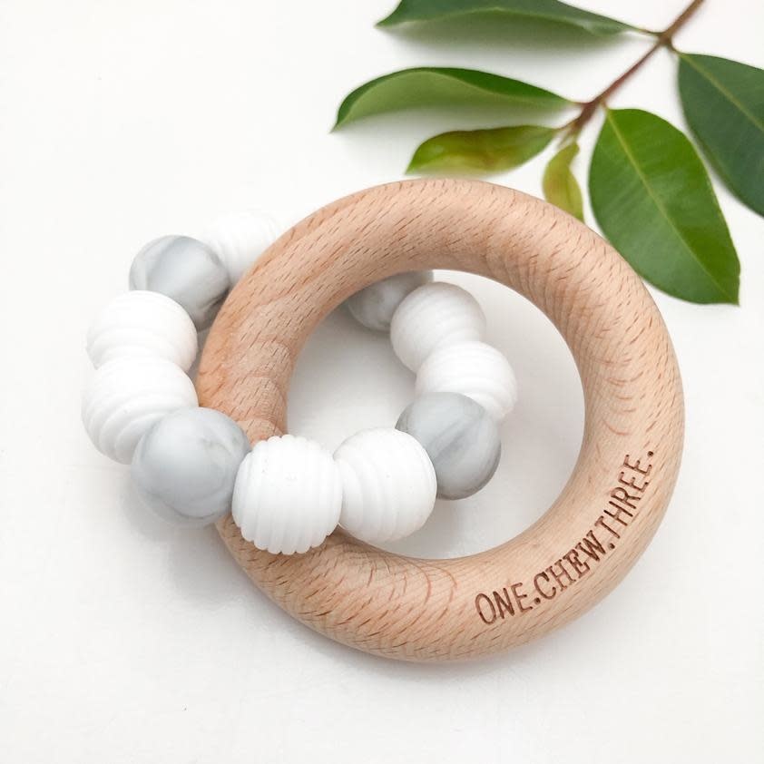 OneChewThree OneChewThree Beehive Silicone and Beech Wood Teether