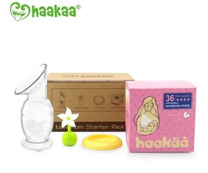 Haakaa New Mum Starter Pack 150ml Breast Pump White Flower