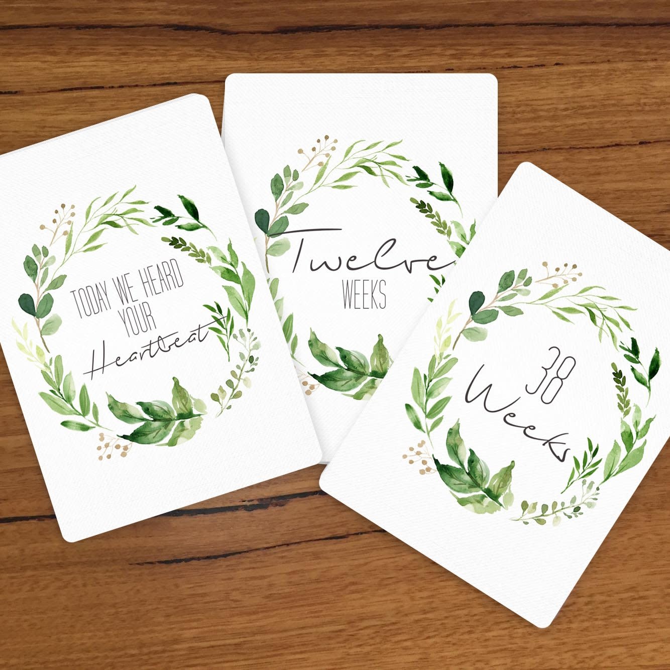 Joseph Prints Joseph Prints Leafy Wreath Pregnancy Milestone Cards