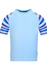 Sun Emporium Sun Emporium Boys Rash Guard Short Sleeve Sky Blue/Stripe