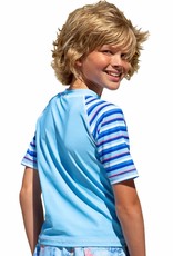 Sun Emporium Sun Emporium Boys Rash Guard Short Sleeve Sky Blue/Stripe