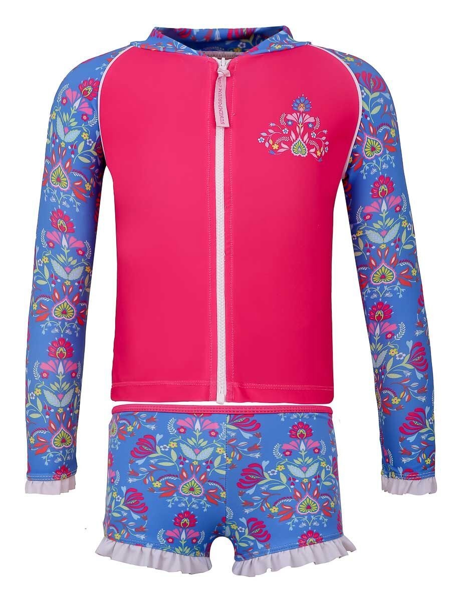 Sun Emporium Sun Emporium Girls Zip Swim Jacket Long Sleeve & Boyleg Set Frida Print