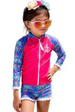 Sun Emporium Sun Emporium Girls Zip Swim Jacket Long Sleeve & Boyleg Set Frida Print