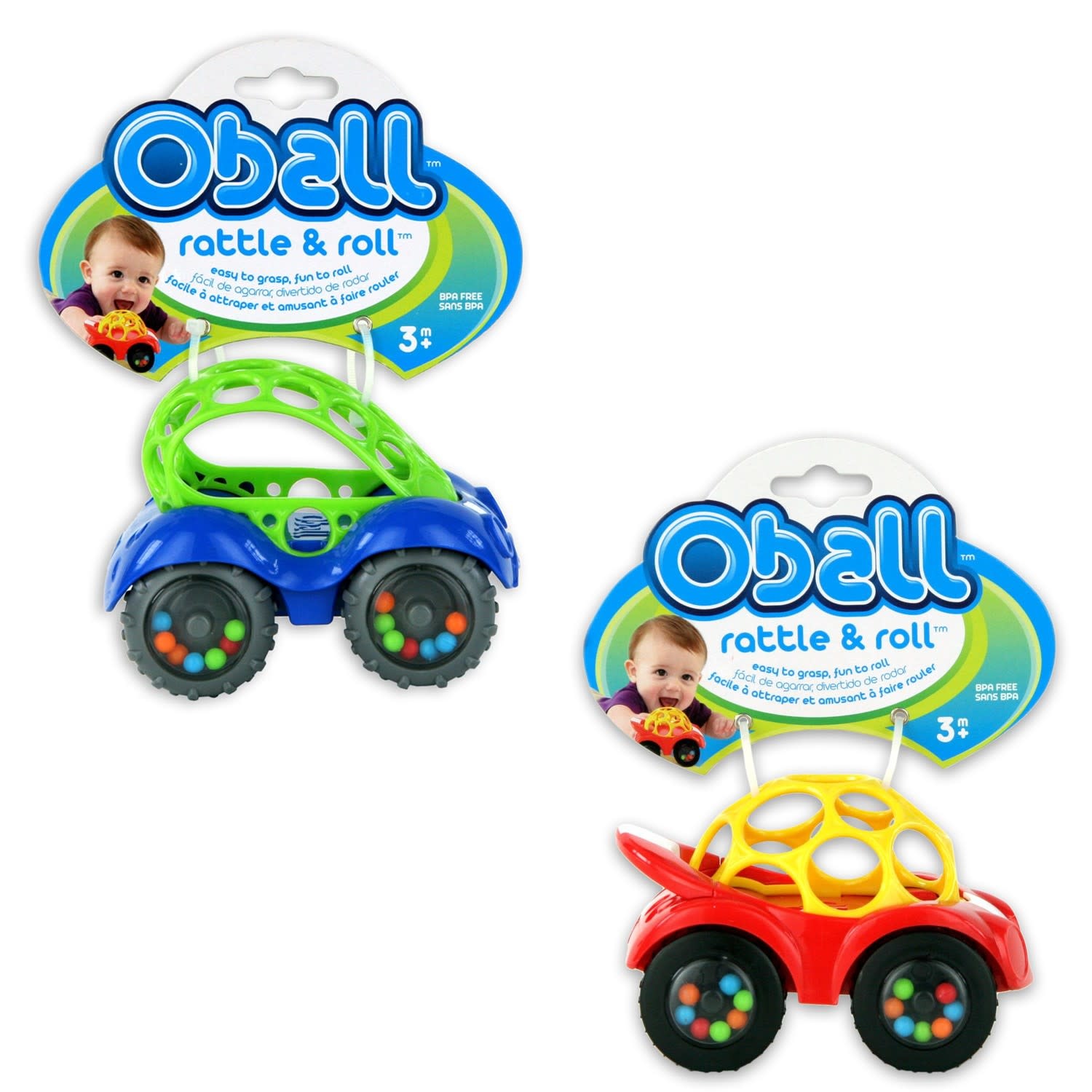 Oball Oball Rattle & Roll Cars Blue and Red