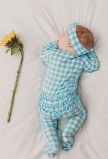 OiOi OiOi Bamboo Zip Ruffled Romper - Blue Gingham