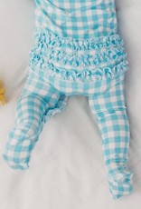 OiOi OiOi Bamboo Zip Ruffled Romper - Blue Gingham