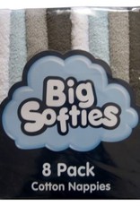 Big Softies 8 Pack Cotton Nappies Pastels Blue