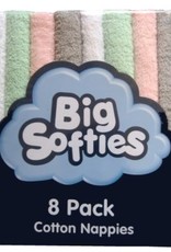 Big Softies Big Softies 8 Pack Cotton Nappies Pastels Pink