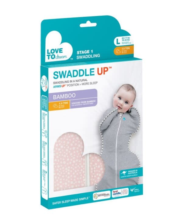 Love To Dream Love To Dream Swaddle UP™ Bamboo Original 1.0 Tog Pink - Wave Dot