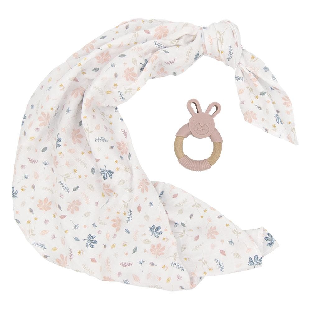 Living Textiles Living Textiles Muslin Swaddle & Teether Gift Set