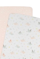 Living Textiles Living Textiles 2-pack Jersey Bassinet Fitted Sheet (40 x 80 x 12cm) - Ava/Blush Floral