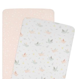 Living Textiles Living Textiles 2-pack Jersey Bassinet Fitted Sheet (40 x 80 x 12cm) - Ava/Blush Floral