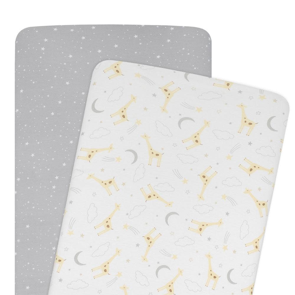 Living Textiles Living Textiles 2-pack Jersey Bassinet Fitted Sheet (40 x 80 x 12cm) - Noah/Stars