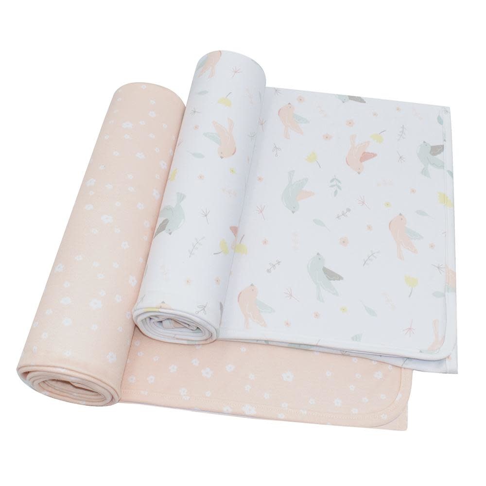 Living Textiles Living Textiles 2-pack Jersey Wrap (100 x 100cm) - Ava/Blush Floral