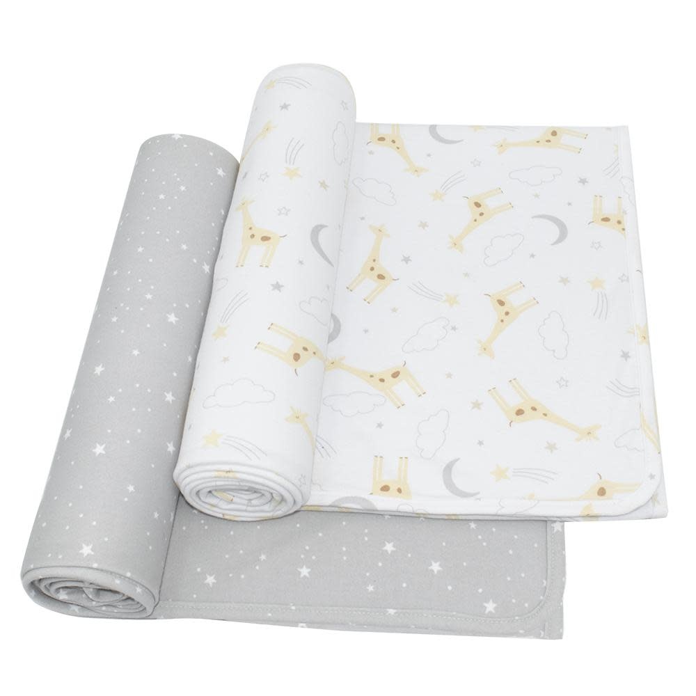 Living Textiles Living Textiles 2-pack Jersey Wrap (100 x 100cm) - Noah/Stars
