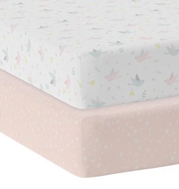 Living Textiles Living Textiles 2-pack Jersey Cot Fitted Sheet - Ava/Blush Floral