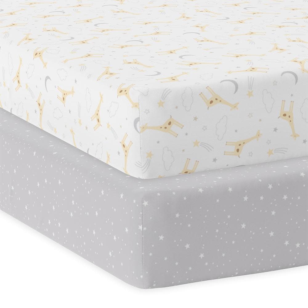 Living Textiles Living Textiles 2-pack Jersey Cot Fitted Sheet - Noah/Stars