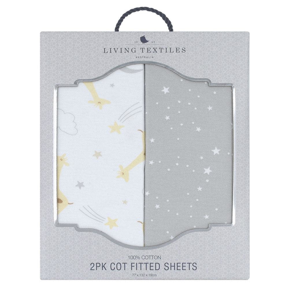 Living Textiles Living Textiles 2-pack Jersey Cot Fitted Sheet - Noah/Stars