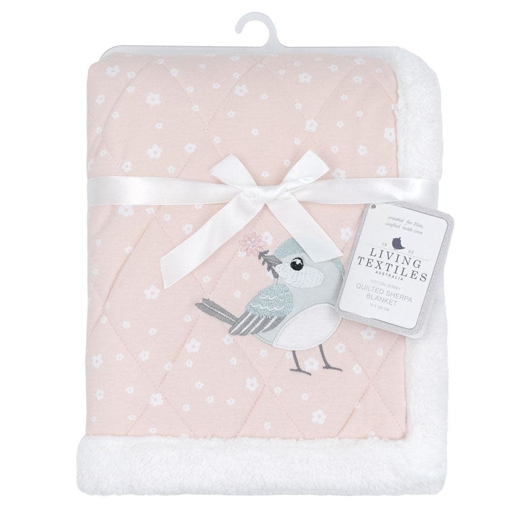 Living Textiles Living Textiles Quilted Jersey Sherpa Blanket 75 x 100cm - Ava Birds