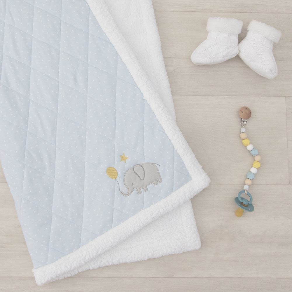 Living Textiles Living Textiles Quilted Jersey Sherpa Blanket 75 x 100cm - Mason Elephant