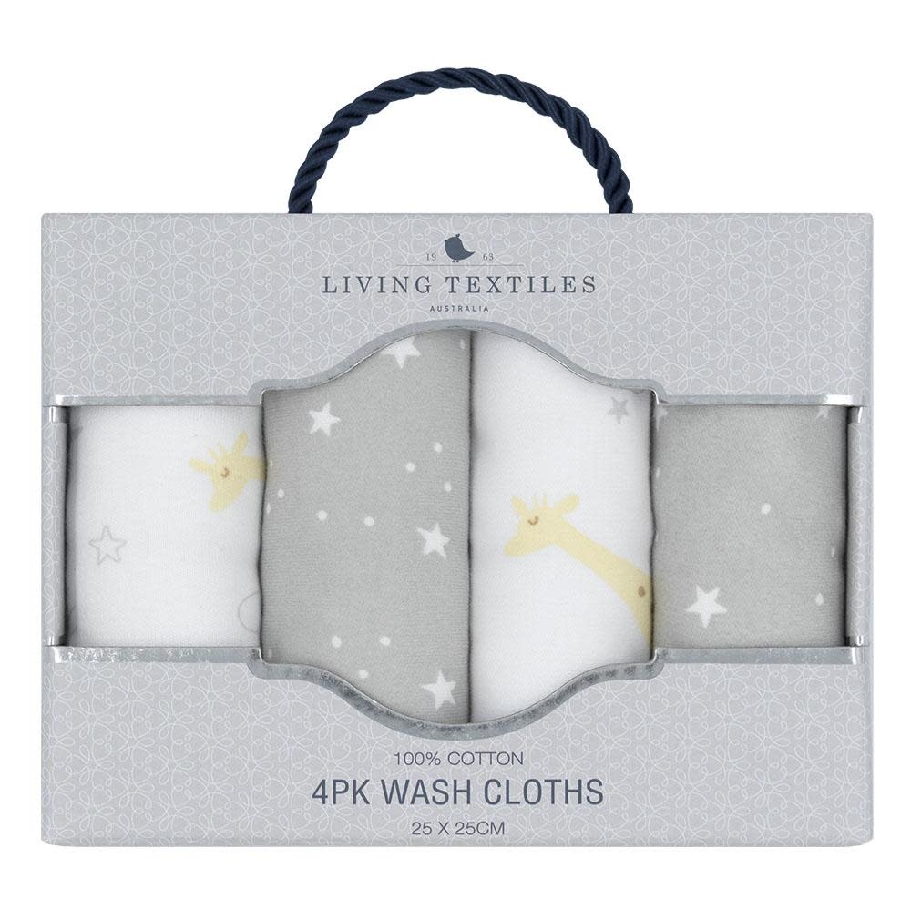 Living Textiles Living Textiles 4pk Face Washers - Noah/Stars