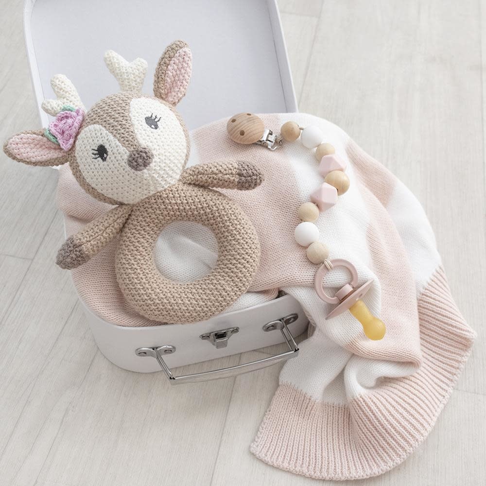 Living Textiles Living Textiles Whimsical Knitted Ring Rattle - Ava the Fawn